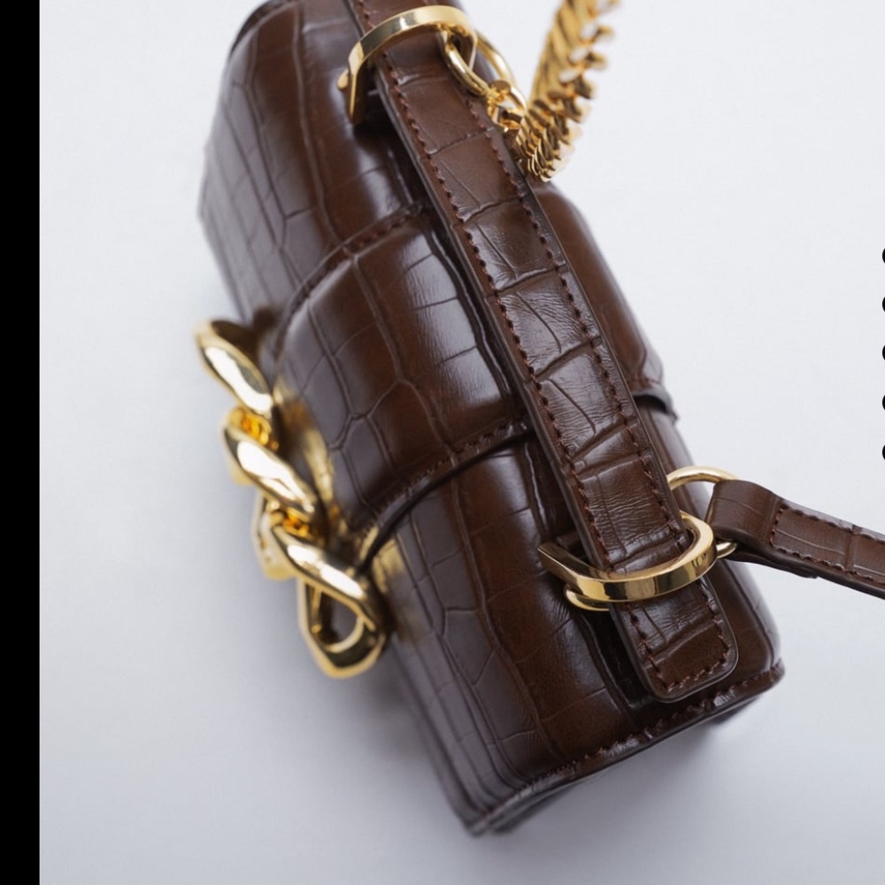 Zara ❤️Bloggers Favorite Brow Gold Chain Shoulder Bag - Picture 12 of 13